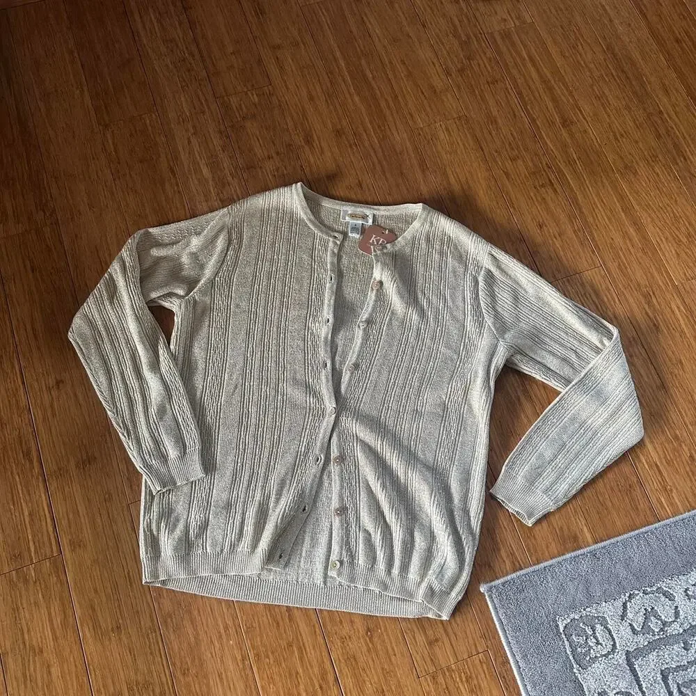 Talbots Women's Small Cardigan Sweater Gold Sparkle Knit